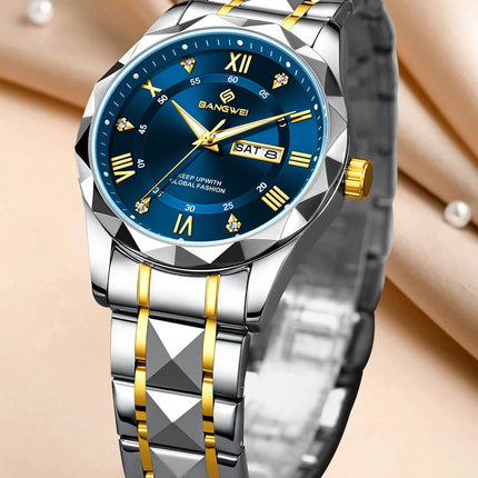 BANGWEI Orologio da donna elegante e lussuoso al quarzo, orologio da polso classico e semplice in acciaio inossidabile, con data automatica, impermeabile, con diamanti platinumshop