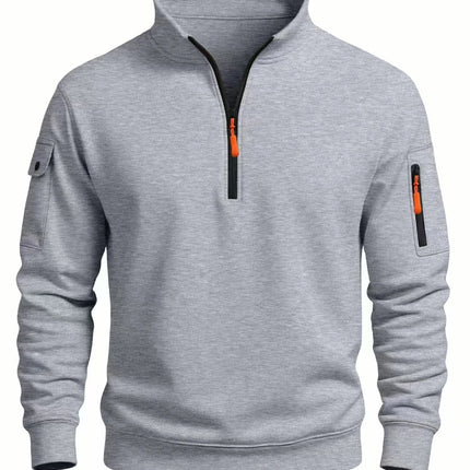 Men's sweatshirt 2025 autumn and winter new casual sports long-sleeve turtleneck half-zip windproof top