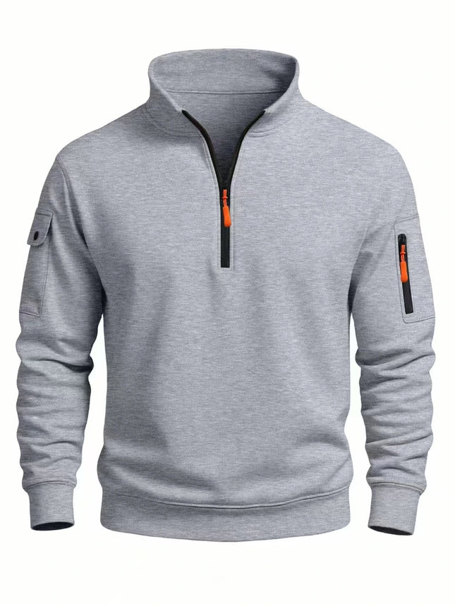Felpa da uomo 2025 autunno e inverno nuovi sport casual casual a maniche lunghe collo alto mezza cerniera top antivento