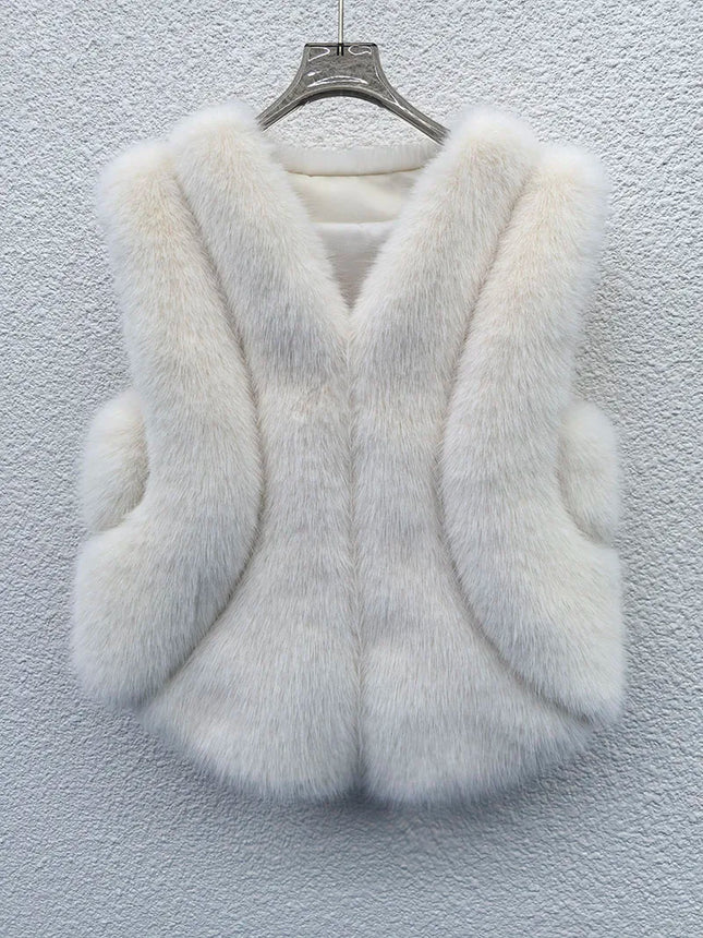ZADORIN Fashion Irregular Spliced Fluffy Warm Faux Fur Vest Woman Fur Coats Autumn Winter Vestes Femmes New in Coats & Jackets