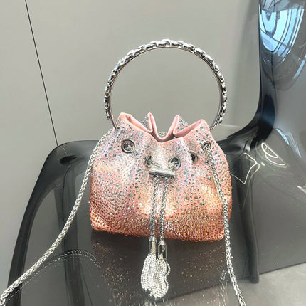 Handle Rhinestones Evening clutch Bag Purses and handbag luxury Designer shoulder bag Shiny Crystal Clutch purse bucket bag PlatiNum
