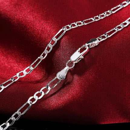 Nobile nuovo arriva 925 sterling silver 4MM catena per uomo donna braccialetto collana set di gioielli signora regali di Natale charms matrimonio platinumshop