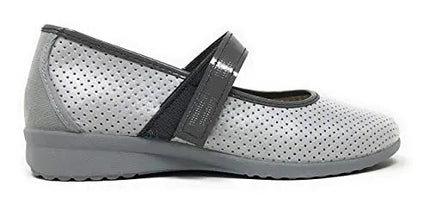 Street Slipper/woman/Vulca-Bicha/instep: cut-out grid/Sole: rubber/Color: silver gray/wedge 2 cm/easy closure PlatiNum