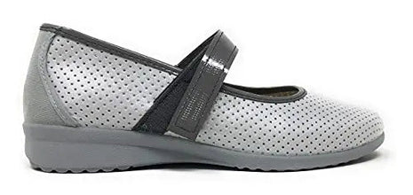 Street Slipper/woman/Vulca-Bicha/instep: cut-out grid/Sole: rubber/Color: silver gray/wedge 2 cm/easy closure PlatiNum