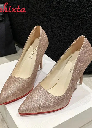 Aphixta Oro Argento Nero Décolleté con tacco alto a spillo da 3,54 pollici Décolleté da donna per tutte le stagioni Scarpe da festa con punta a punta di grandi dimensioni 49 50 platinumshop