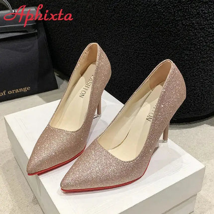 Aphixta Oro Argento Nero Décolleté con tacco alto a spillo da 3,54 pollici Décolleté da donna per tutte le stagioni Scarpe da festa con punta a punta di grandi dimensioni 49 50 platinumshop