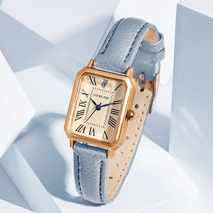 LUCKY FOX 2 pezzi confezione regalo di lusso leggera set braccialetto orologio orologio al quarzo quadrato da donna semplice e alla moda regalo del festival Reloj platinumshop