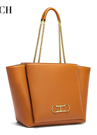 CHCH Women's Tote Bag 2026 Spring New Brown Magnetic Buckle Storage Bag Large Capacity Commuter Chain Bag PlatiNum