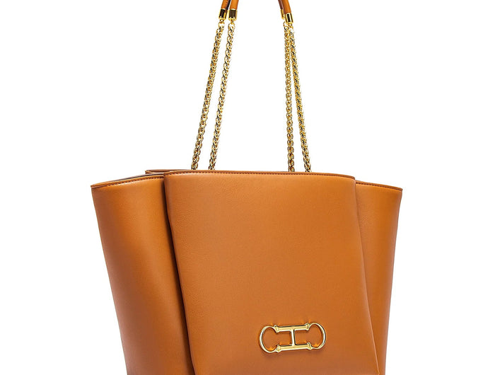 CHCH Women's Tote Bag 2026 Spring New Brown Magnetic Buckle Storage Bag Large Capacity Commuter Chain Bag PlatiNum