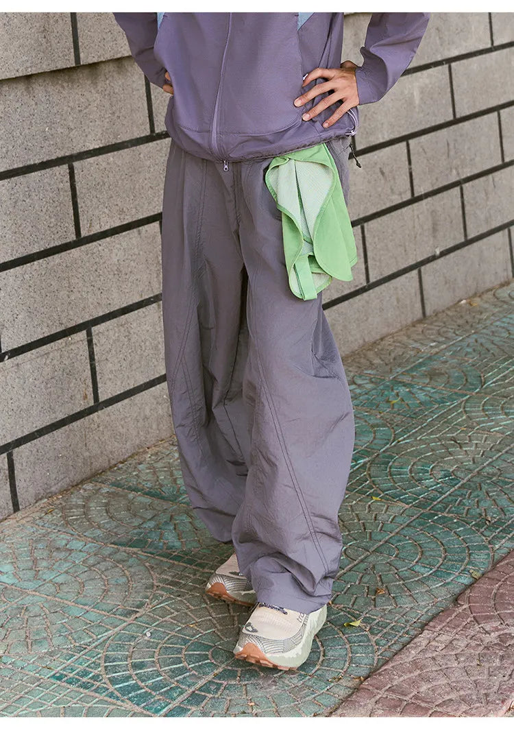 Men Women Splice Fashion Outdoor Loose Casual Lightweight Quick Dry Sports Cargo Baggy Pants Track Trouser Jogger Sweatpants
