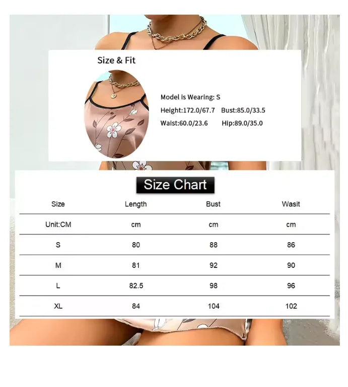 Indumenti da notte da donna Camicia da notte estiva in raso con stampa floreale Camicia da notte casual senza maniche senza schienale Camicia da notte sexy Abiti per la casa