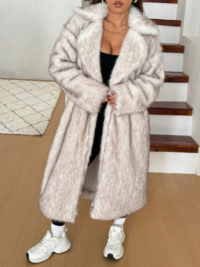 ZADORIN 115cm Long Faux Fox Fur Coat Woman High Street Warm Furry Jacket Faux Fur Coats Woman Winter Clothes White Fur Faux Coat