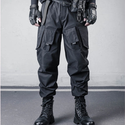 2026 New Streetwear Joggers Pants Men's Multi-Pockets Tactical Cargo Pant Black Utility Work Elastic Waist Casual Trousers