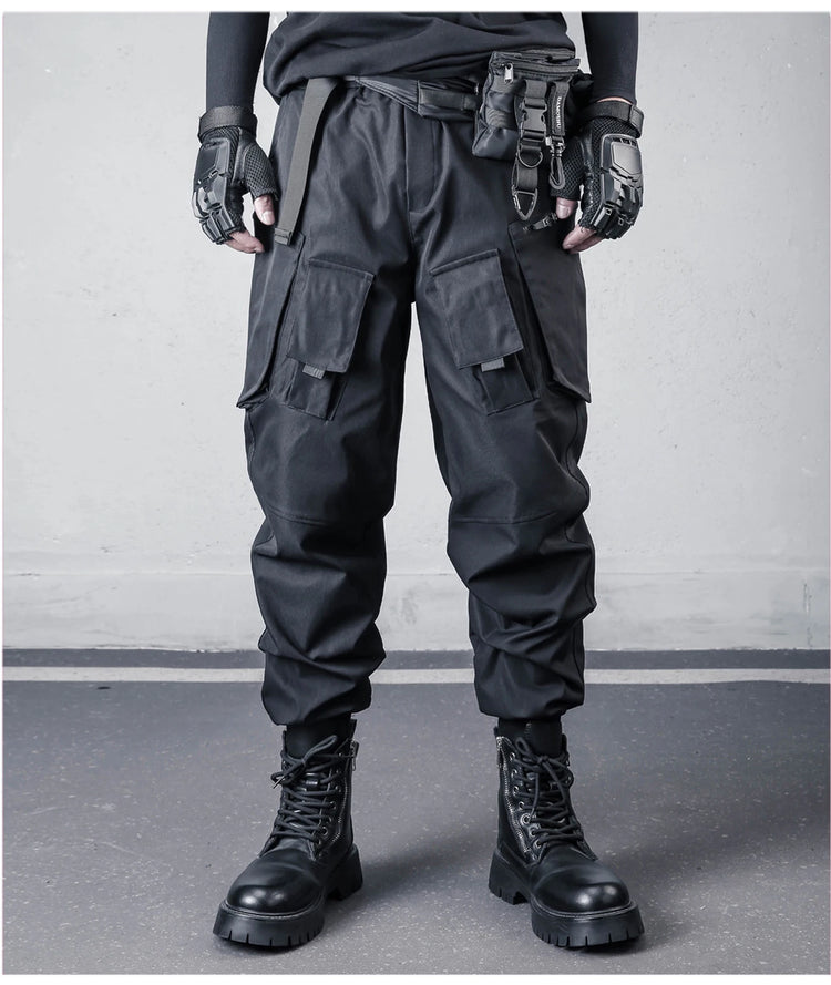 2026 New Streetwear Joggers Pants Men's Multi-Pockets Tactical Cargo Pant Black Utility Work Elastic Waist Casual Trousers
