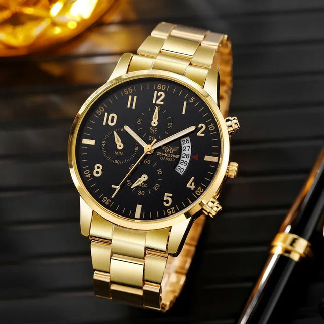 Orologio da uomo di lusso da 1 pezzo, calendario aziendale alla moda, orologio da cintura in acciaio da uomo, regalo di Natale per San Valentino platinumshop