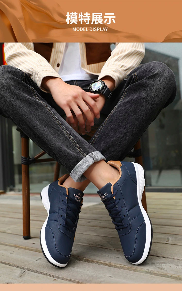 Pu Leather Men Shoes Sneakers Trend Casual Breathable Leisure Male Sneakers Non-Slip Footwear Vulcanized Shoes Tenis Masculino