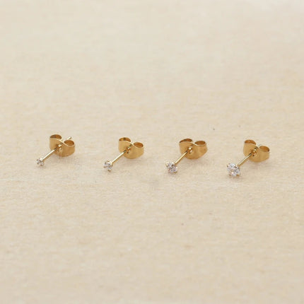 Super Mini 1.5MM 2MM zirconi in acciaio inox Push Back orecchini a bottone per uomo donna 2PC delicato Jewerlry platinumshop
