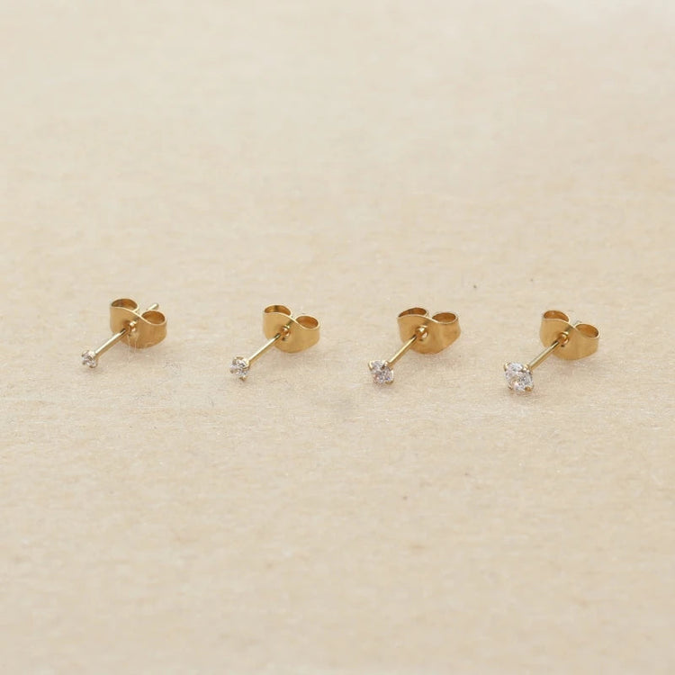 Super Mini 1.5MM 2MM zirconi in acciaio inox Push Back orecchini a bottone per uomo donna 2PC delicato Jewerlry platinumshop