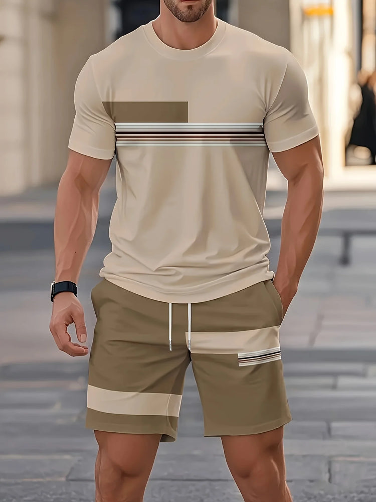 2026 Set da due pezzi casual da uomo di nuovo arrivo estivo 2026 Camicia a maniche corte con stampa
