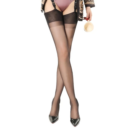 Calze autoreggenti alte da donna sexy ultra sottili e traspiranti Medias trasparenti non elastiche in nylon puro super lungo per reggicalze