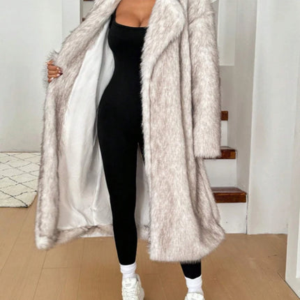 ZADORIN 115cm Long Faux Fox Fur Coat Woman High Street Warm Furry Jacket Faux Fur Coats Woman Winter Clothes White Fur Faux Coat