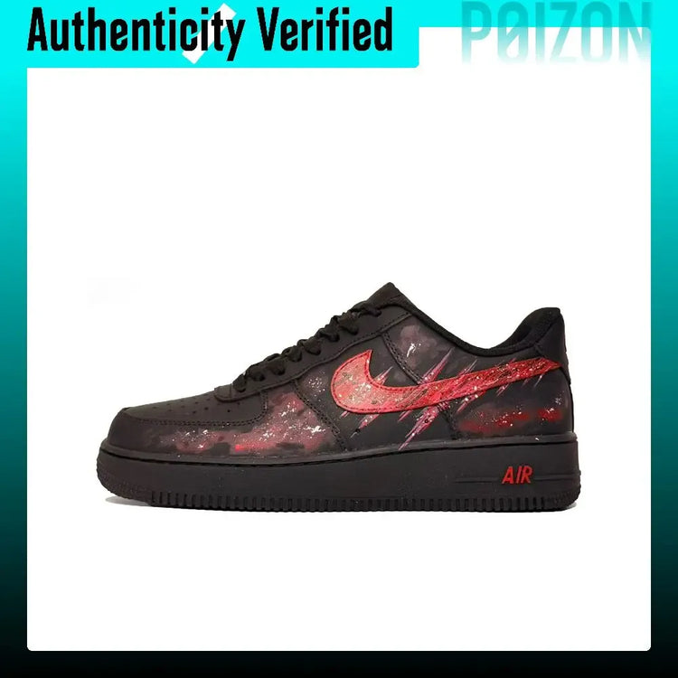 Nike Air Force 1 Leather Abrasion Resistant Low top Skateboard Shoes Unisex Black Red CW2288-001(Team1521-)