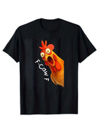 T-shirt estiva casual da uomo a maniche corte in cotone con divertente stampa con motivo gallo, adatta per abbigliamento da esterno e da casa, stile unisex