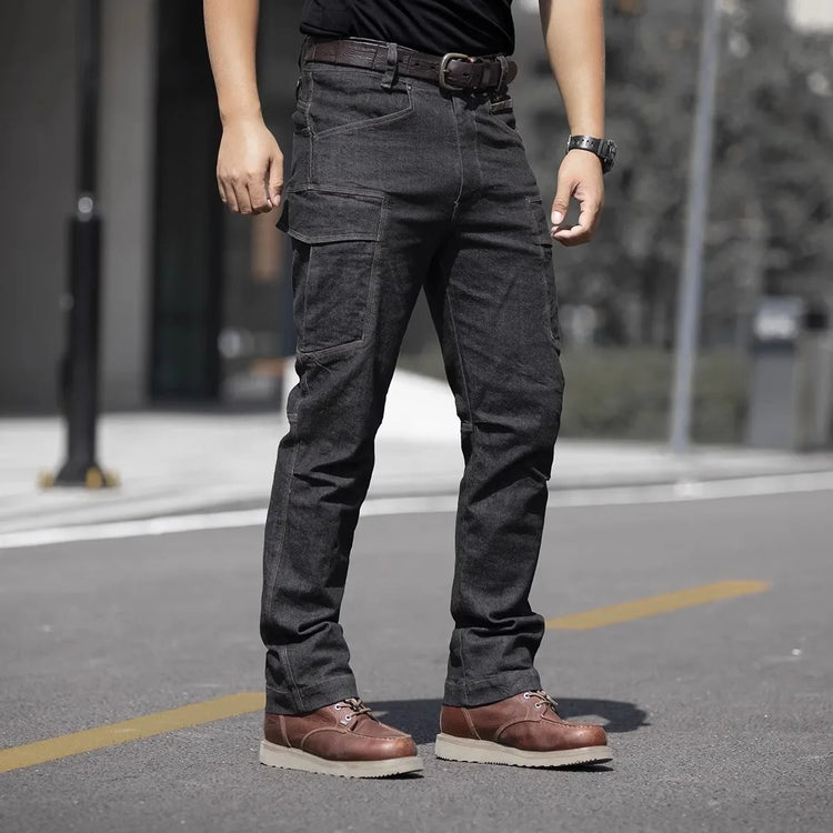 Men's Tactical Jeans Military Denim Cargo Pants Multi-pocket Elastic Casual  Work Trousers Outdoor Combat Training Hiking Pants