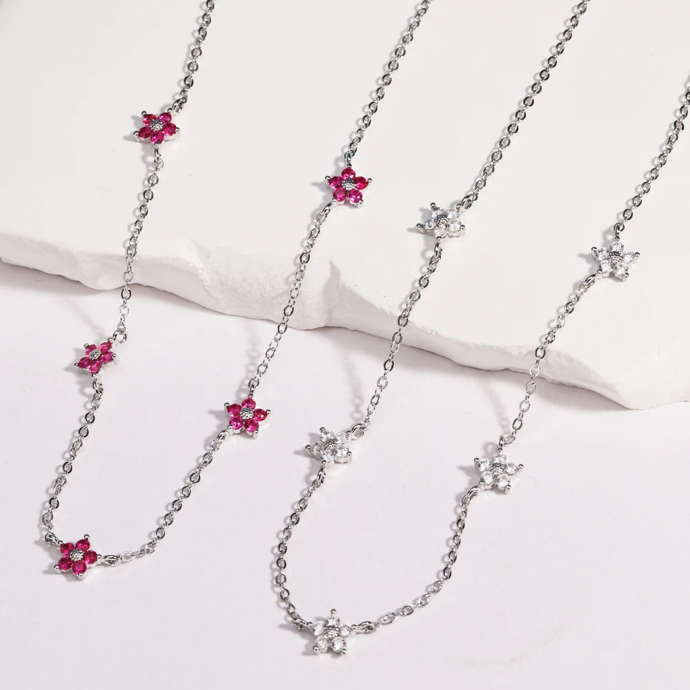 Moda colorata cubic zirconia 5 pezzi collana di fiori per le donne girocollo catena clavicola regali di gioielli da sposa