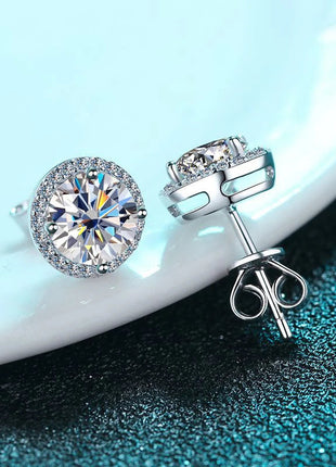 KNOBSPIN 1ct D Color Moissanite Earring For Women Wedding Fine Jewely with GRA 925 Sterling Sliver Plated 18k White Gold Earring PlatiNum
