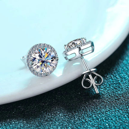 KNOBSPIN 1ct D Color Moissanite Earring For Women Wedding Fine Jewely with GRA 925 Sterling Sliver Plated 18k White Gold Earring PlatiNum