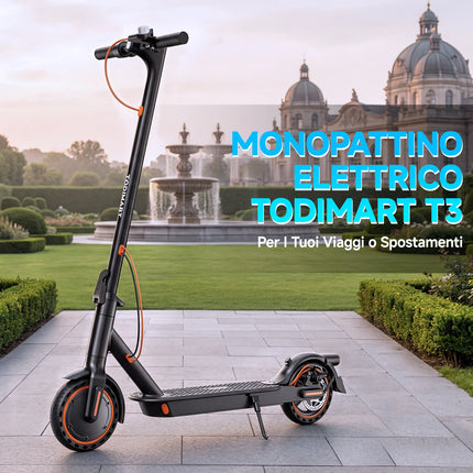 TODIMART N3 Monopattino Elettrico Pieghevole Motore Senza Spazzole 350W Batteria 36V7,8Ah Pneumatico Nido d'Ape Velocità 25km/h Carico Massimo 120kg Adulti