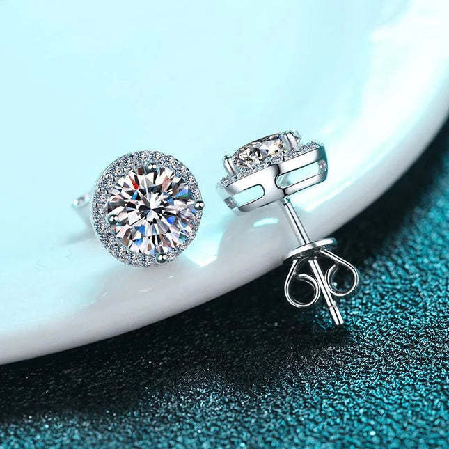 NeeTim Moissanite Stud Earrings for Women S925 Sterling Silver White Gold Plated Diamond Earring Ear Studs Wedding Fine Jewelry PlatiNum