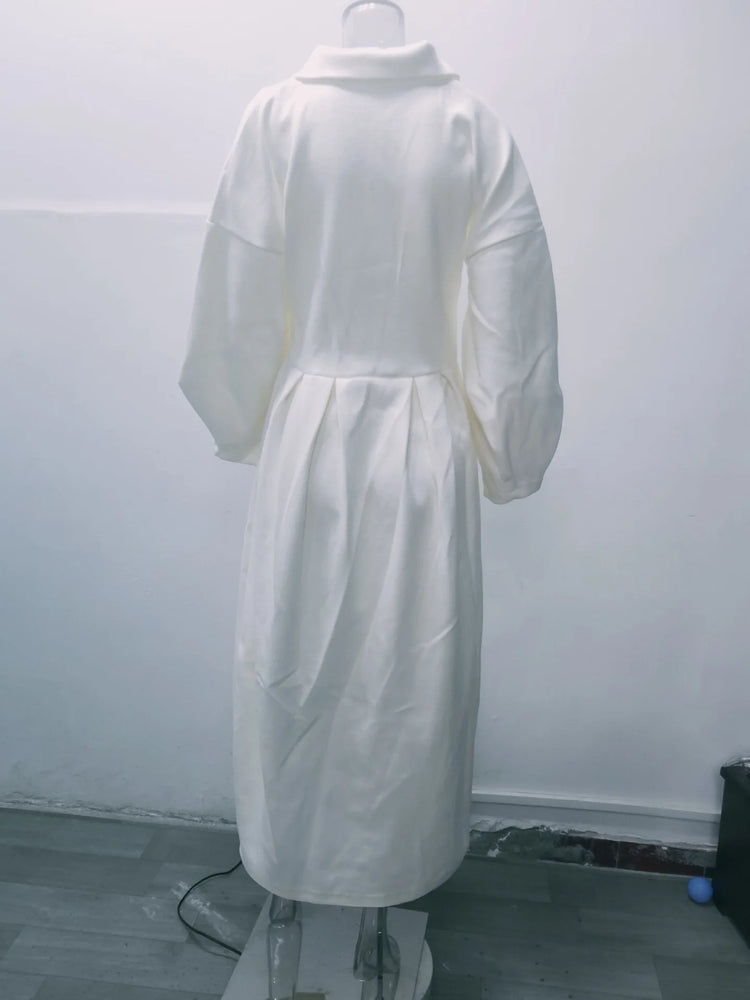 European American Retro Court Style Wool Coat, Long Length with Big Lapel & Lantern Sleeves, New Autumn Winter Outerwear