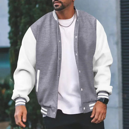 American Men's College-Style Baseball Jacket, Autumn/Winter Outdoor Sports Jogging Coat, Korean Fashion Casual Couple Jacket