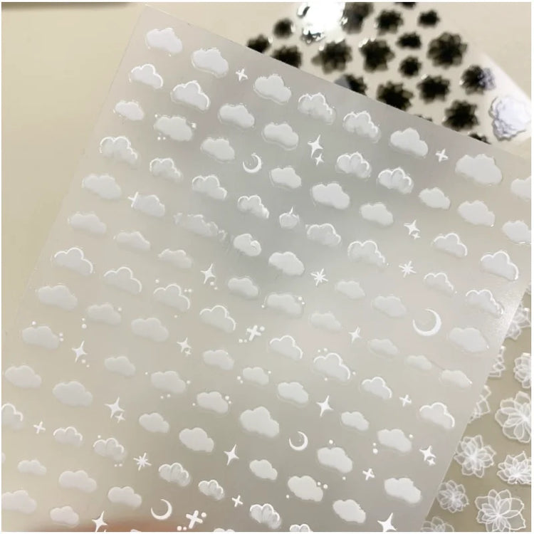 1 cute white cloud nail sticker ultra-thin nail art sticker self-adhesive paper/cloud nail sticker DIY