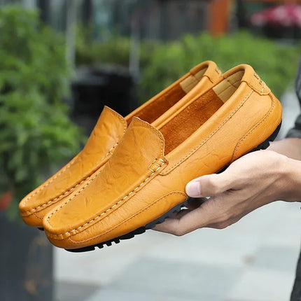 Mocassini in Pelle Traspirante, Scarpe Casual da Uomo, Slip-on Formali Italiane, Chaussure Homme