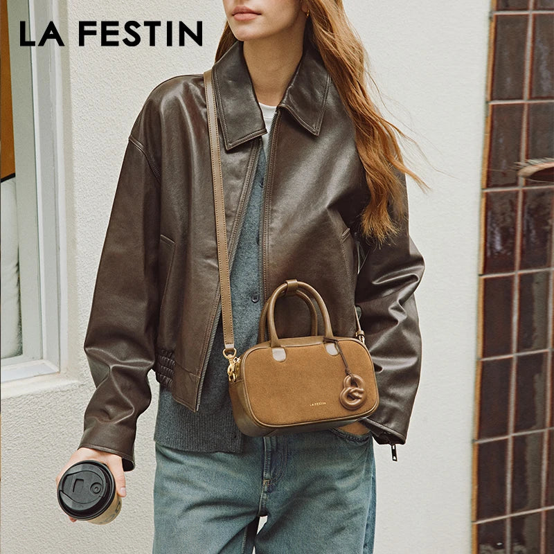 LA FESTIN Original Brand 2025 New Handbag Women Fashion Designer Shoulder Crossbody Bag lady Leather Bag Classic Retro Bag