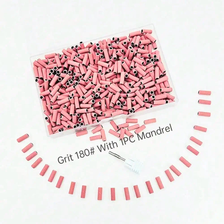 500PCS 3MM Small Mini Nail Sanding Bands With 1PC Spring Mandrel For Nail Drill #180 Grit Nail Sanding Band Bulk For Salons Manicure