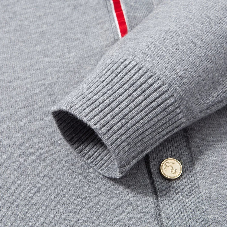 High End Brand Knitted Cardigan Men's Autumn Trend Color Blocked Striped Designer New shawl Korean Casual V-Neck sweater Coat