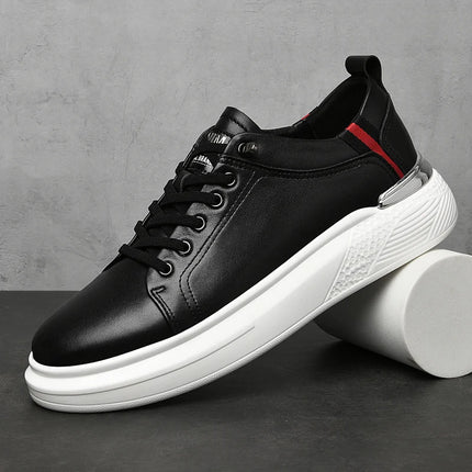 Genuine Leather Men's Height-Enhancing Shoes Men's White Sneakers Men's Elevator Height-Increasing Insoles 6/8 Cm Sports Shoes