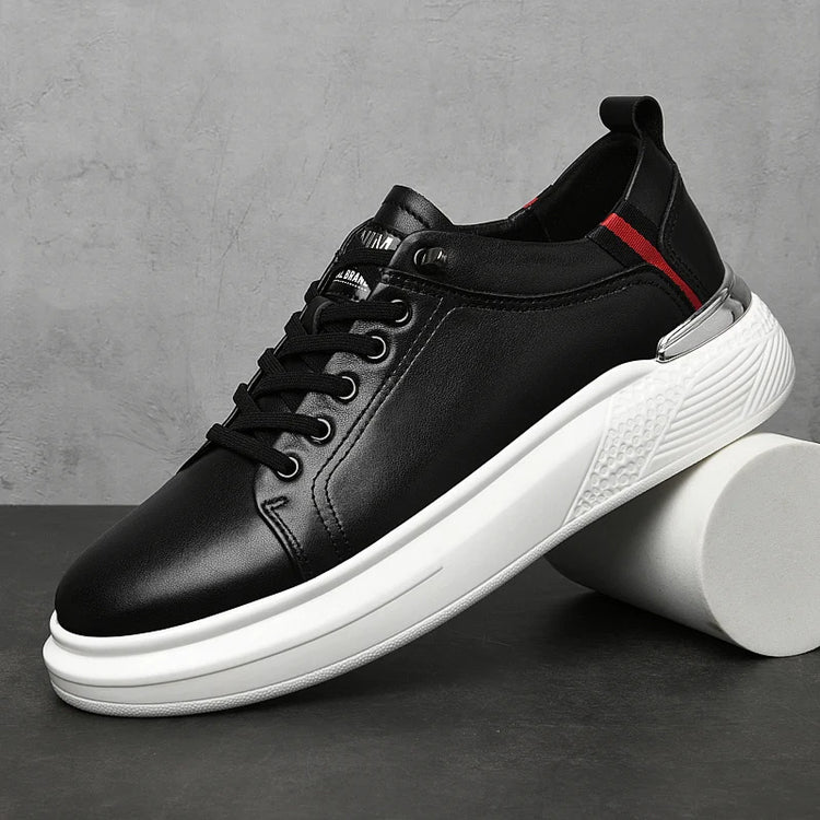 Genuine Leather Men's Height-Enhancing Shoes Men's White Sneakers Men's Elevator Height-Increasing Insoles 6/8 Cm Sports Shoes