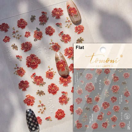 5D Kawaii Lily Nail Art Stickers 1pcs Japanese Pink White Flower With Diamond Self Adhesive Nail Decorations Slider Decals DIY
