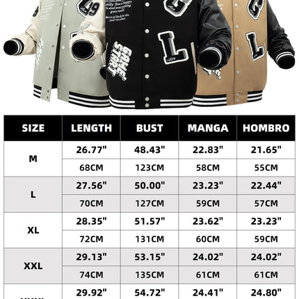Men's Casual Varsity Jacket Racing Letterman Baseball Coat Vintage Embroidery Outerwear Streetswear with Faux Leather Sleeves