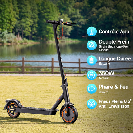 Monopattino Elettrico TODIMART T3 Smart APP, Motore Potente 350W (500W di Picco), Batteria 36V 7.8Ah, Autonomia 20-35KM, Scooter Elettrico per Adulti con Doppio Freno