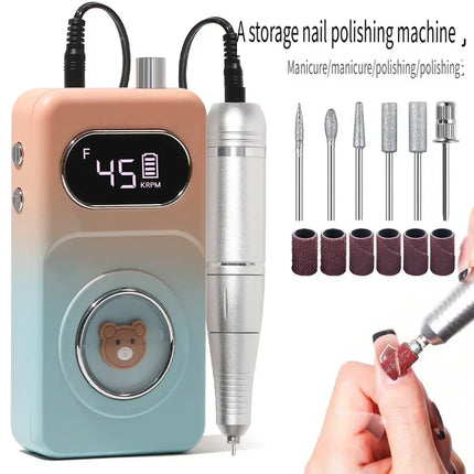 Wireless Portable Rechargeable Electric Nail Polishing Machine New Cordless Nail Surface Polisher Gel Nail Remover Professional Home Salon Manicure Pedicure Care Tool For DIY Nail Art Design
