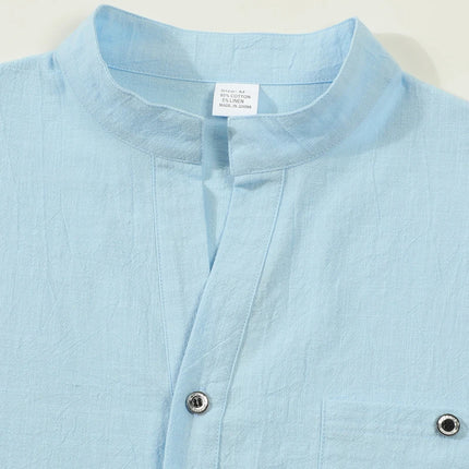 Men's Lightweight Shirts Cotton Linen Henley Long Sleeve Shirts for Men Beach Hawaiian V-Neck Top Breathable Polo