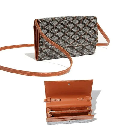 Borsa a Tracolla Lunga con Motivo a Quadretti Retrò, Tracolla Sottile Rimovibile, Porta Carte Multiplo, Tasca Portamonete con Cerniera, Borsetta Piccola alla Moda per Uso Quotidiano
