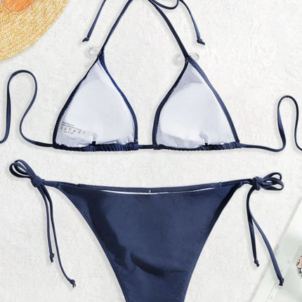 Costumi da bagno Perizoma Bikini Set Sexy Nuovi costumi da bagno blu navy Donna Costumi da bagno sexy Bikini Triangolo Fasciatura Costumi da bagno femminili platinumshop