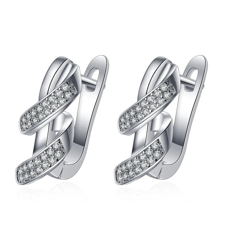 Orecchini in argento sterling 925 gioielli di alta qualità retrò modello semplice orecchini con zirconi bianchi viola vendita calda platinumshop